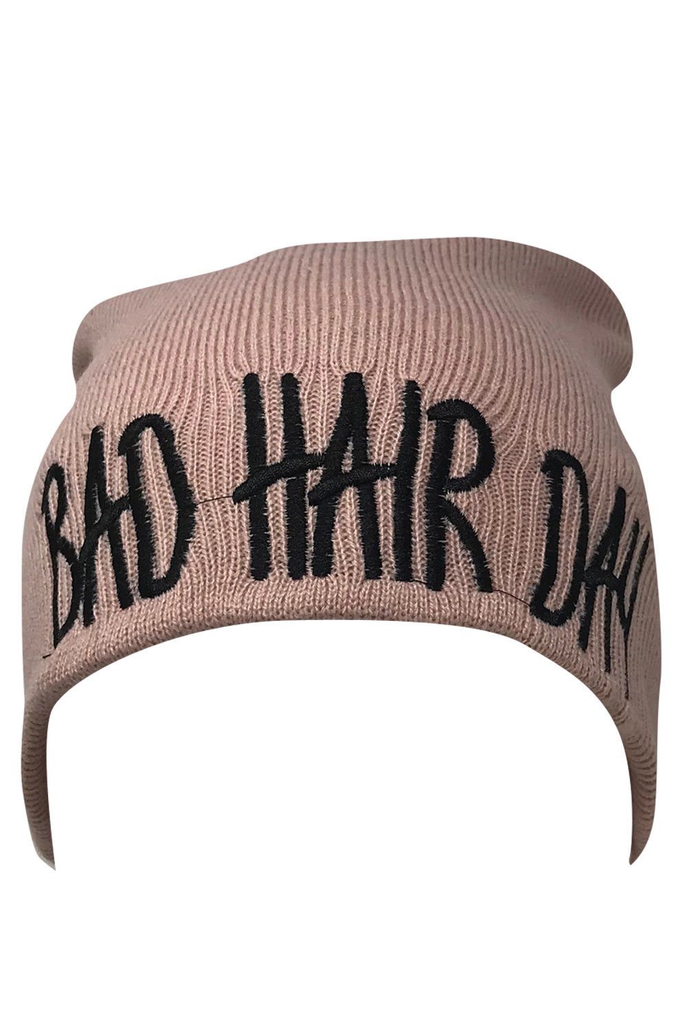 Casaba Warm Winter Beanies Bad Hair Day Embroidery Toboggan Caps Hats Men Women-Black-