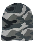Casaba Double Layer Winter Beanies Camouflage Toboggan Caps Hats Men Women-Gray-