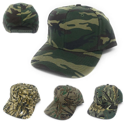 Cotton Twill Camo Camouflage 6 Panel Hunting Fishing Baseball Snapback Hats Caps-Green Tree Camo-