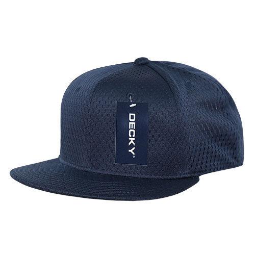 Decky Mesh Jersey Flat Bill Snapbacks Hats Caps Unisex-Black-