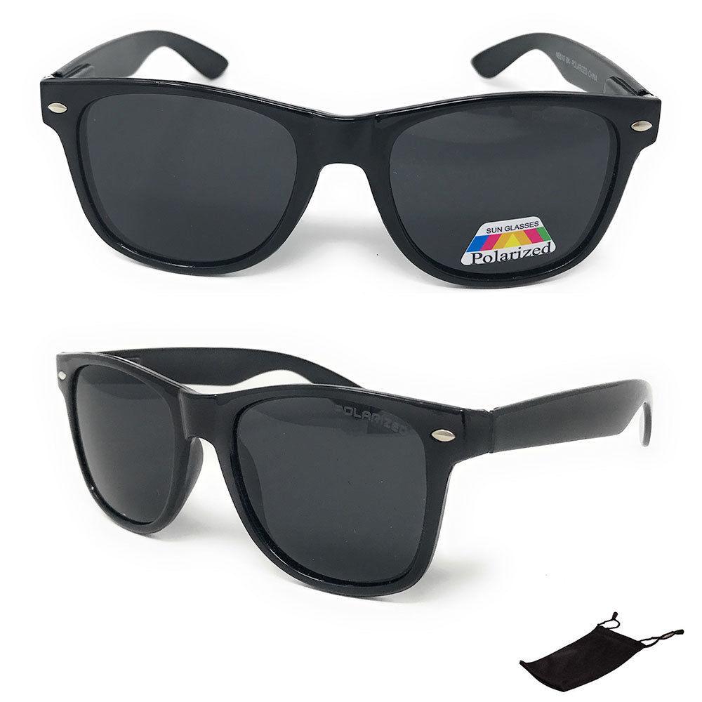 Classic Polarized Sunglasses Club Aviator Bamboo Sports Mirror Men's Women's-Black (lens) Black (frame)-