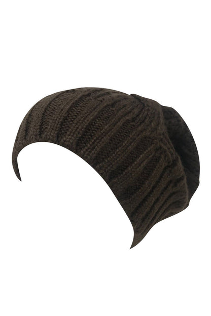 Casaba Warm Beanies Cable Knit Braided Slouch Long Hats Caps for Men Women-Black-