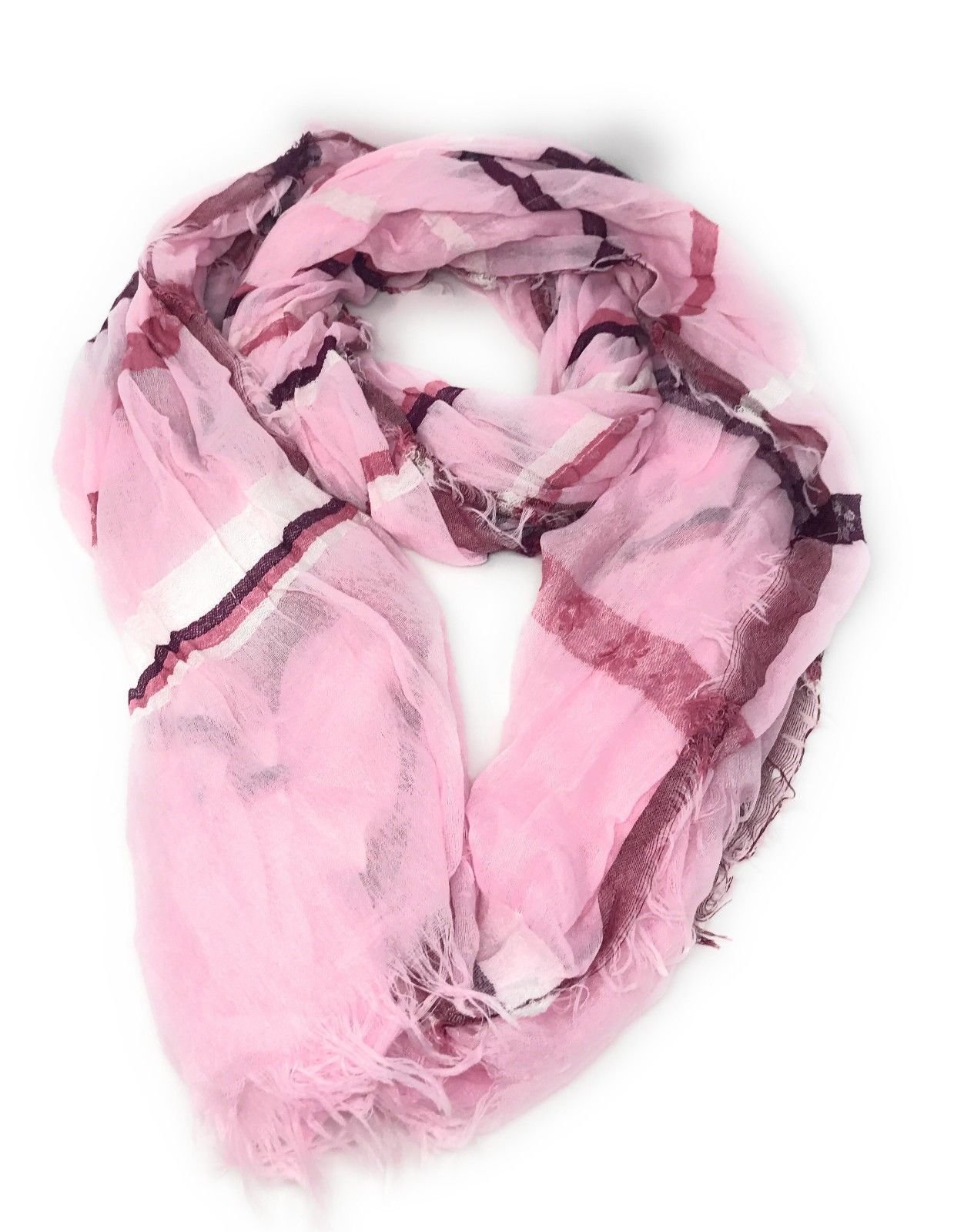 Casaba Striped Print Designer Womens Scarves Scarf Shawl Lightweight Sheer Wrap-Brown-