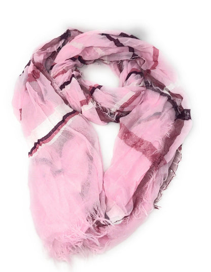 Casaba Striped Print Designer Womens Scarves Scarf Shawl Lightweight Sheer Wrap-Brown-