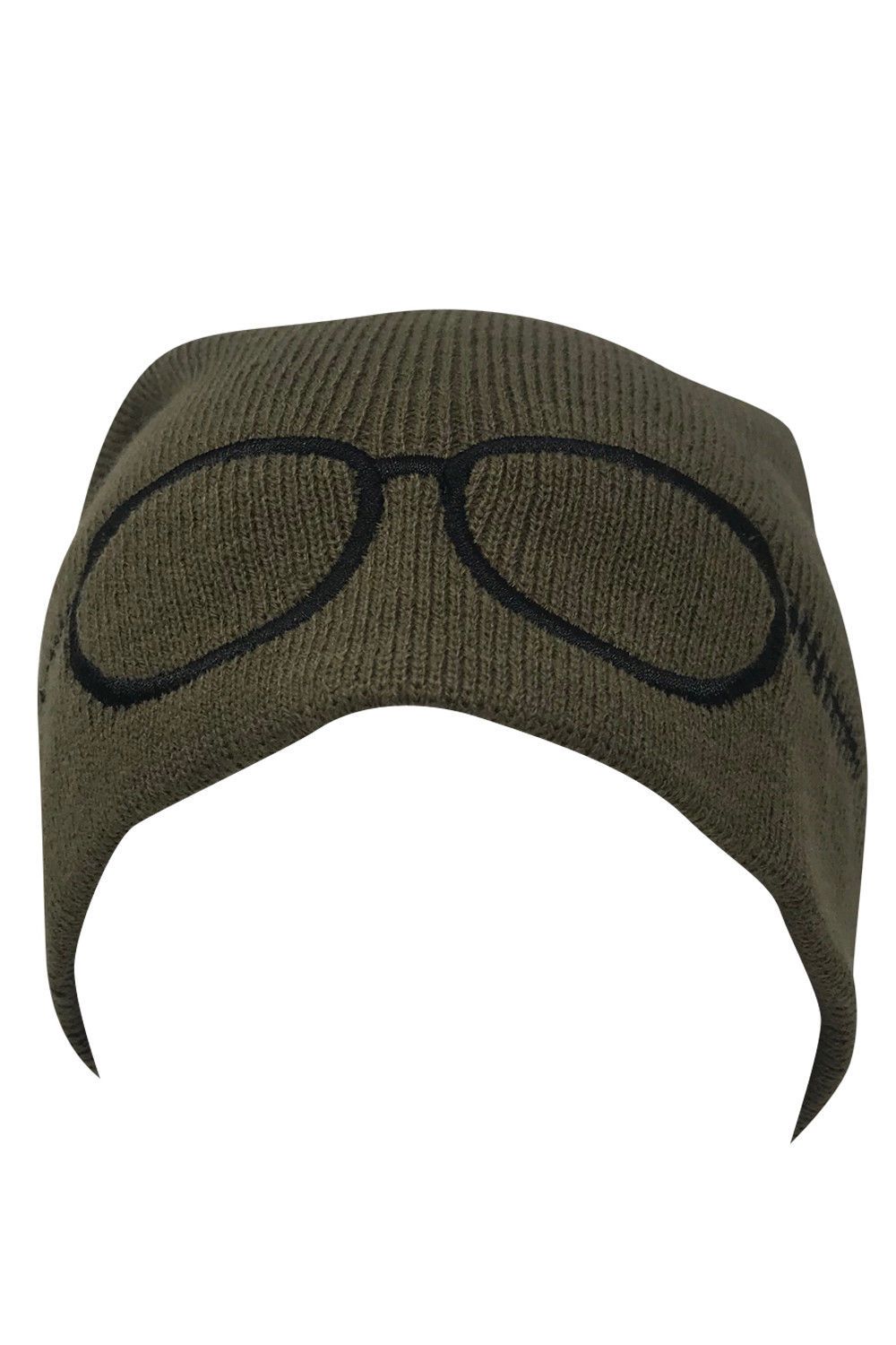 Casaba Warm Winter Beanies Glasses Embroidery Toboggans Caps Hats for Men Women-Black-