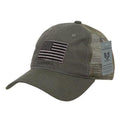 Rapid Dominance USA American Flag Text Ripstop 6 Panel Trucker Dad Caps Hats-USA2-Olive Drab-