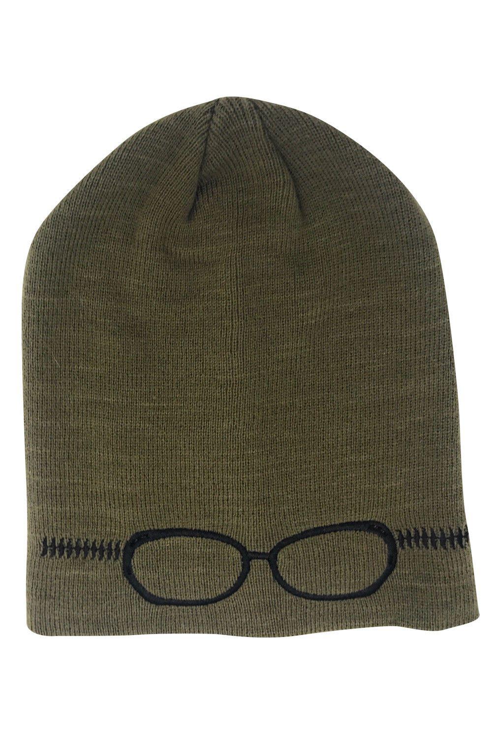Casaba Warm Winter Beanies Glasses Embroidery Toboggans Caps Hats for Men Women-Black-