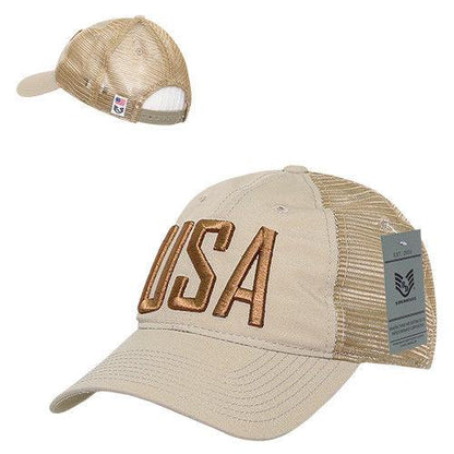 Rapid Dominance USA American Flag Text Ripstop 6 Panel Trucker Dad Caps Hats-USA-NAVY-