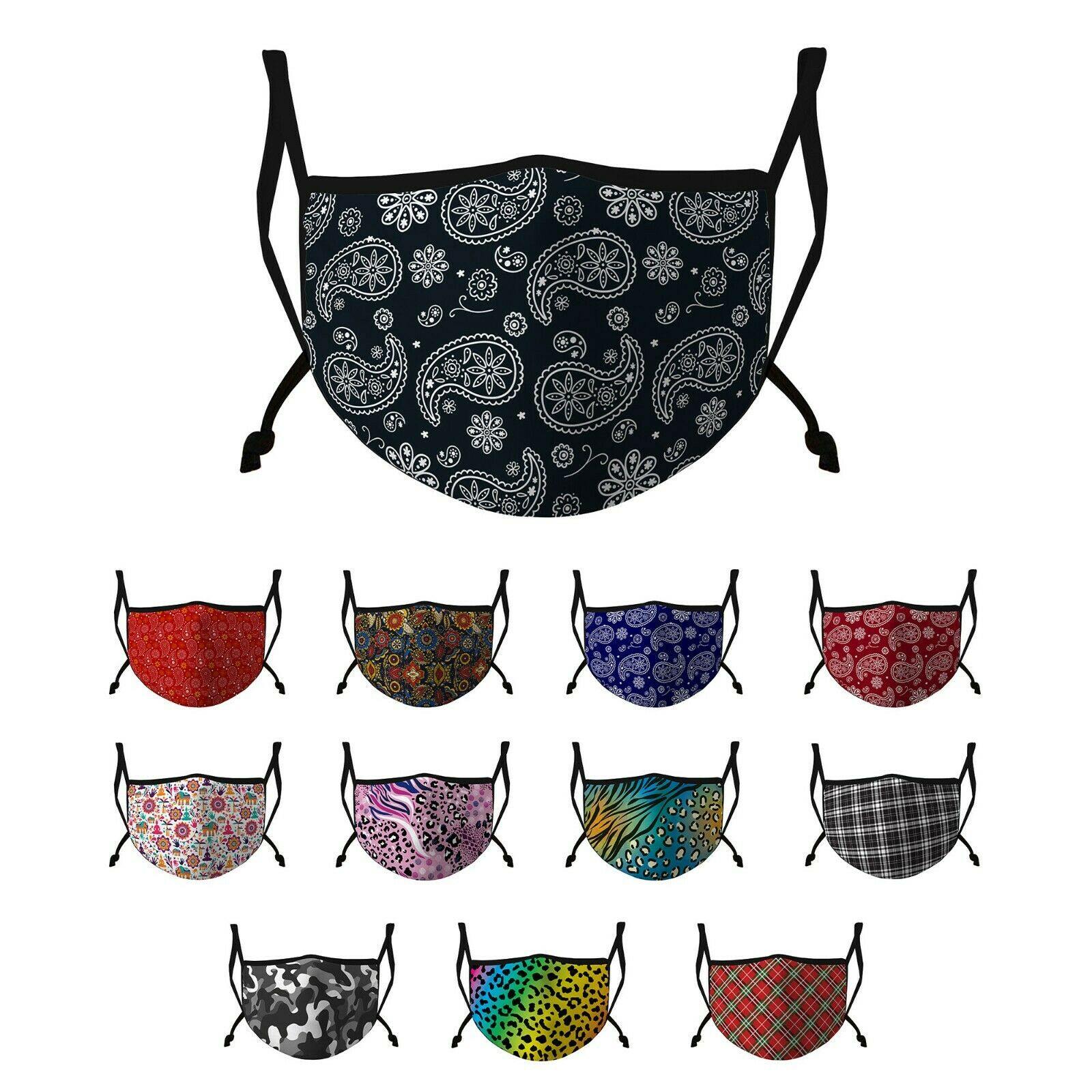 Casaba 3 Pack Face Mask Stylish Prints Cotton Poly Adjustable Washable Reusable-Paisley 3 Pack-