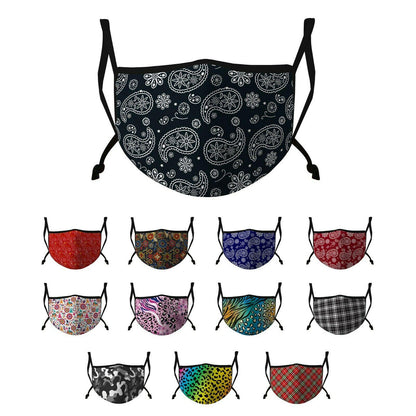 Casaba 3 Pack Face Mask Stylish Prints Cotton Poly Adjustable Washable Reusable-Paisley 3 Pack-