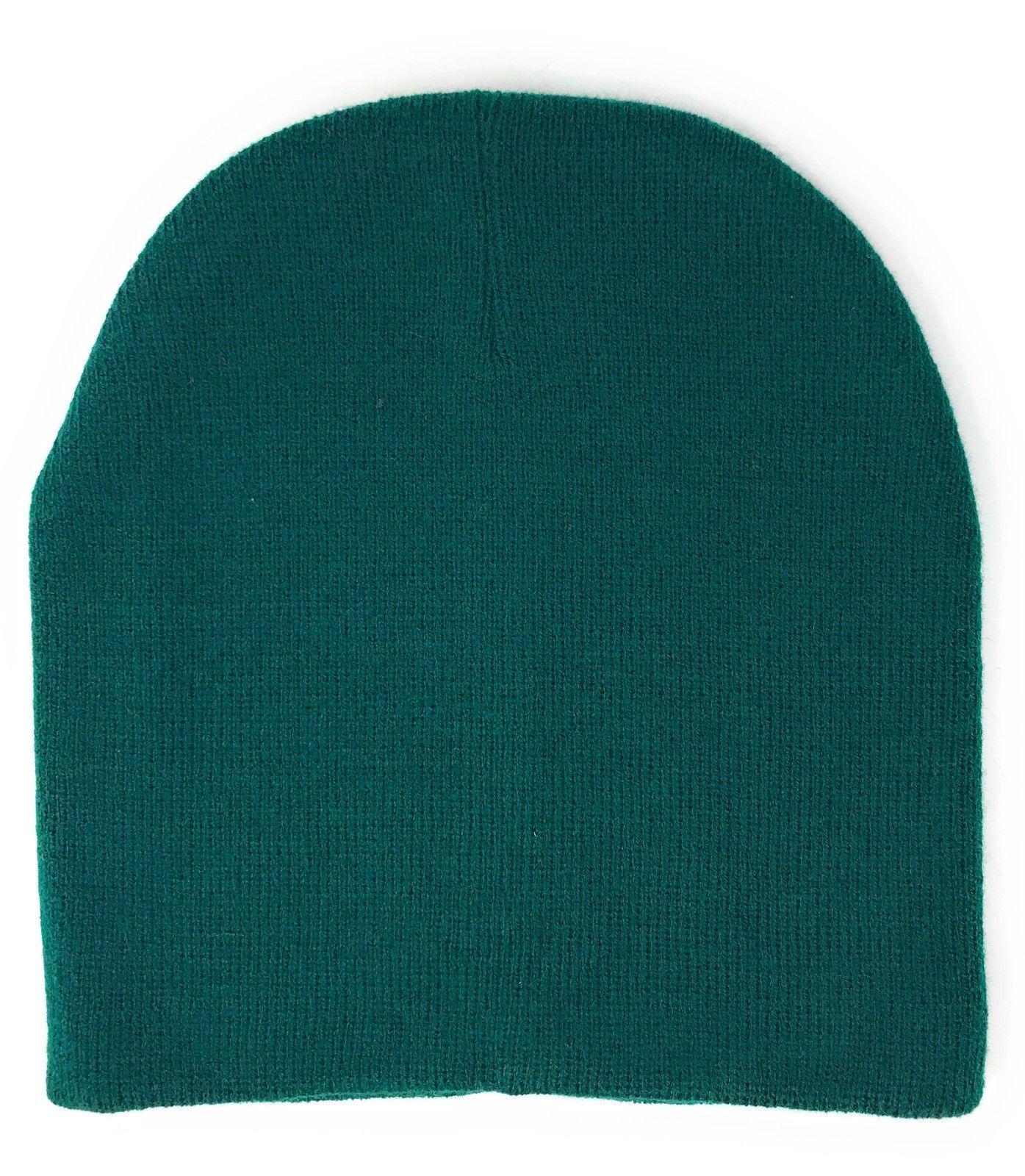 Warm Winter Hat Beanies Long Cuffed Short Uncuffed Solid Colors Camouflage Camo-Black- Uncuffed-