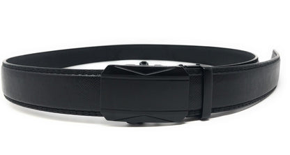 Leather Mens Ratchet Belt Sliding Adjustable Automatic Buckle Cut to Size-Black Diamond-
