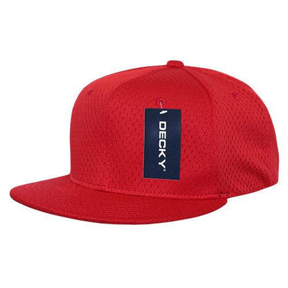 Decky Mesh Jersey Flat Bill Snapbacks Hats Caps Unisex-Black-
