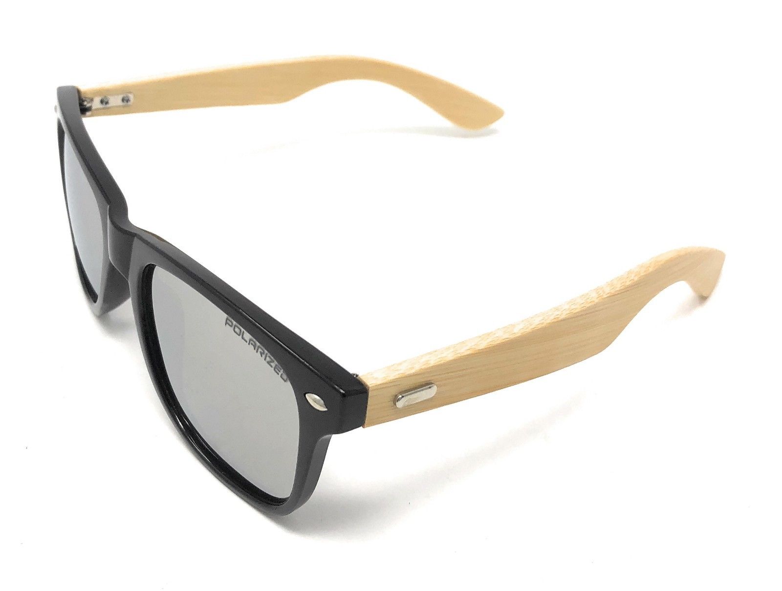 Classic Polarized Sunglasses Club Aviator Bamboo Sports Mirror Men's Women's-Black (lens) Black (frame)-