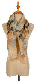 Casaba Womens Floral Sheer Scarves Scarf Convertible Poncho Top Light Wrap-Yellow-