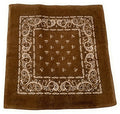 1 Dozen Paisley Printed Bandanas 100% Cotton Cloth Scarf Wrap Washable-Dark Brown-