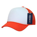 Decky Solid Two Tone 5 Panel Kids Foam Trucker Hats Caps Unisex-Orange/White-