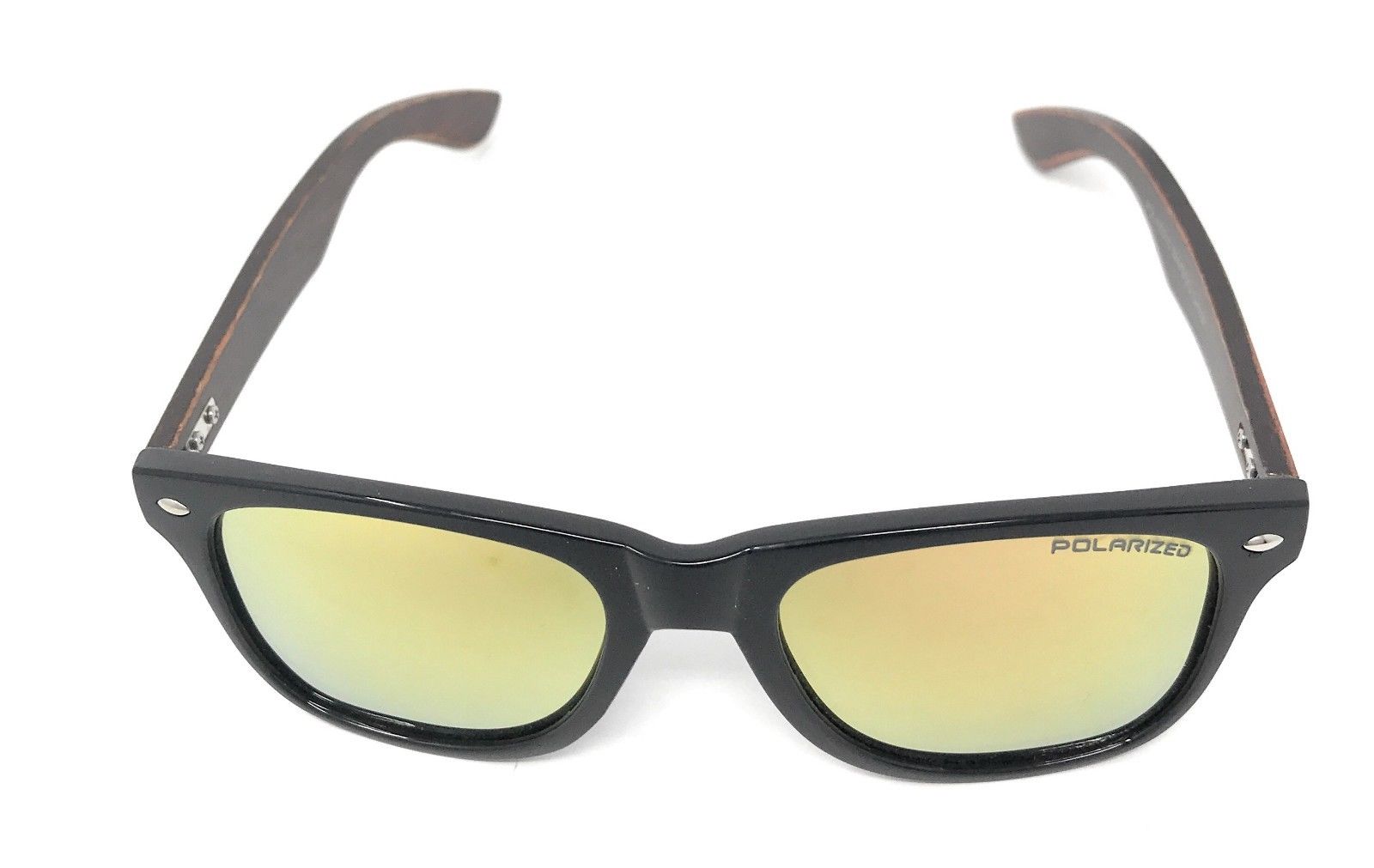 Polarized Sunglasses Classic Way Bamboo Mirror Mens Womens Teens-Black (lens) Black (frame)-
