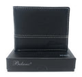 Belano RFID Blocking Real Leather Bifold Wallets for Cards ID with Box Men Women-Black - White Trim-