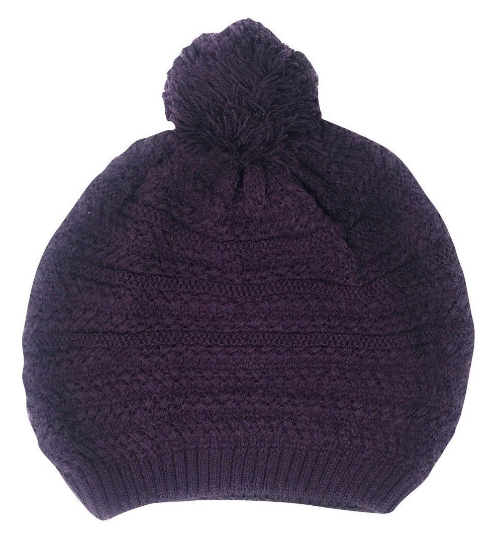 Casaba Warm Beanies French Beret Braided Knit with Pom Hats Caps for Women-Black-