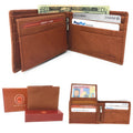 Casaba Genuine Leather Bifold Wallets Cash Slots ID Coin Key Pocket Mens Womens-Tan (Flip Up Id)-