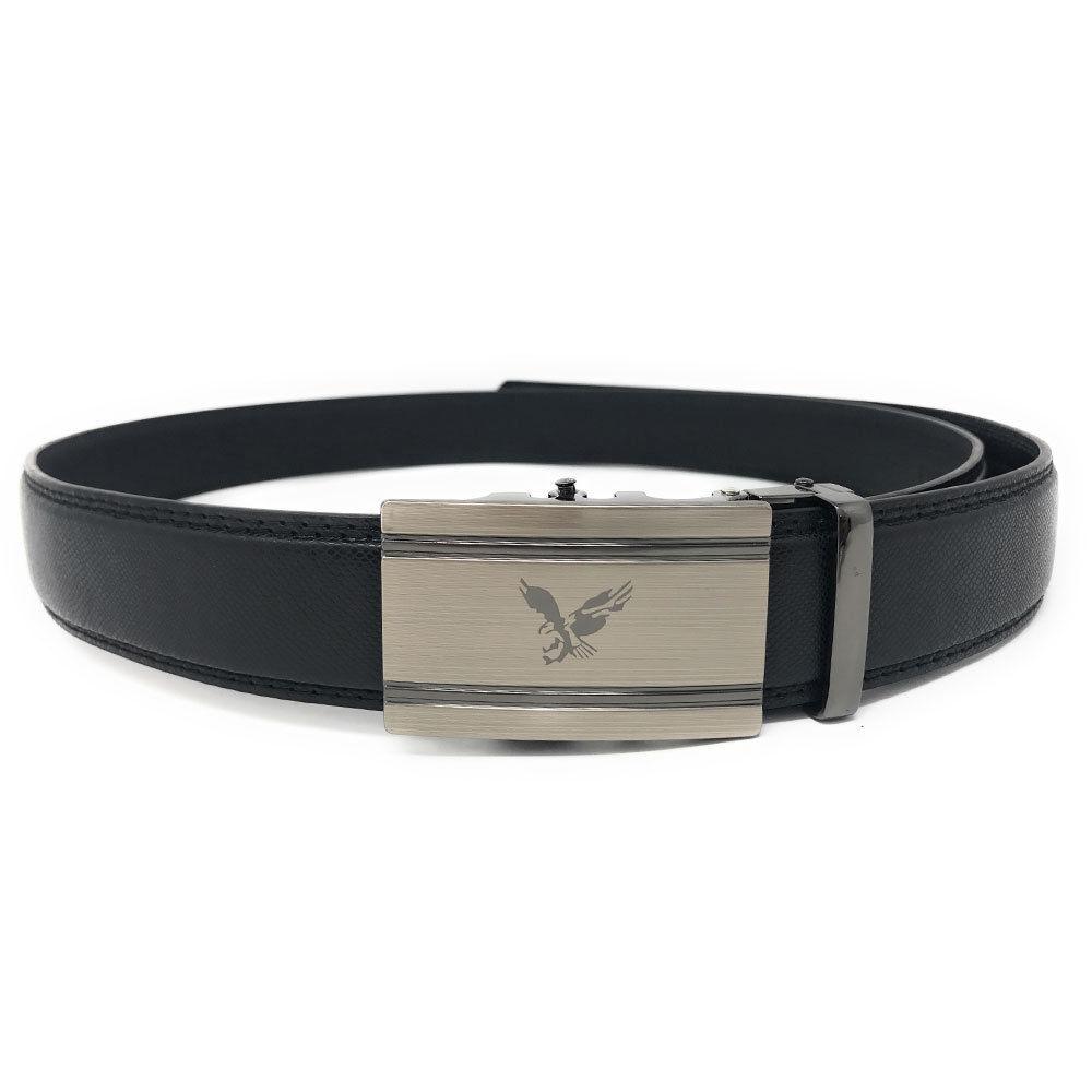 Leather Mens Ratchet Belt Sliding Adjustable Automatic Buckle Cut to Size-Black Diamond-