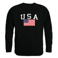 RAPDOM Tactical USA Flag & Text Crewneck Fleece Sweatshirts-Small-Black-