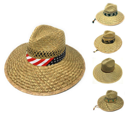 Stylish Straw Hats Caps Lifeguard Sombrero Postal Sun Beach Wide Brim Unisex-Plain-