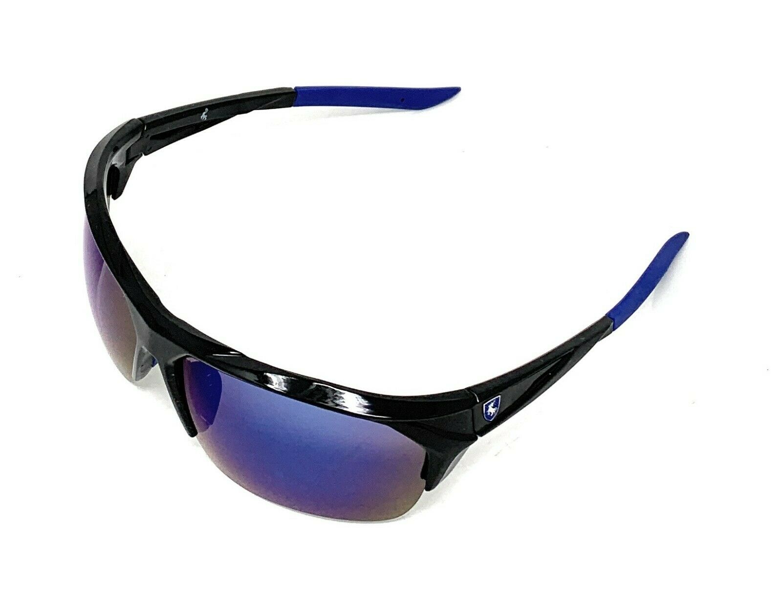 Polarized Half Frame Sunglasses Sports Warrior Style Driving Motorcycle Fishing-Black / Blue White (frame)-