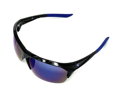 Polarized Half Frame Sunglasses Sports Warrior Style Driving Motorcycle Fishing-Black / Blue White (frame)-