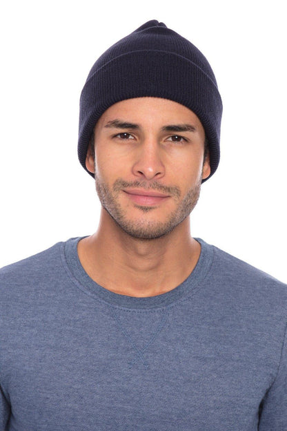 Casaba Warm Winter Beanies Hat Cap for Men Women Toboggan Cuffed Knit Slouch-Black-