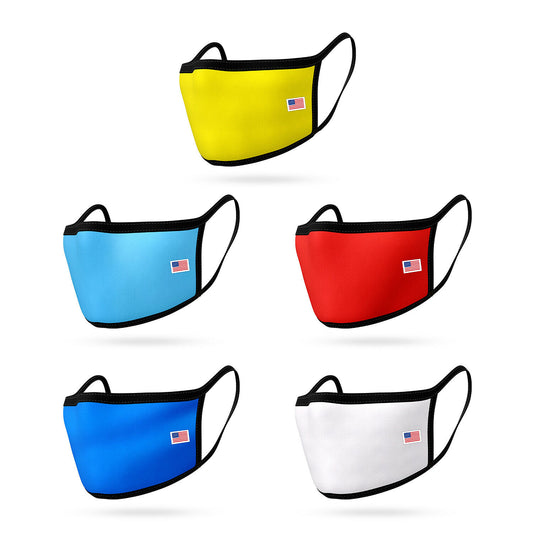 5 Pack Kids Size Face Masks Comfort Double Layer Washable Reusable Made in USA-Pack A-