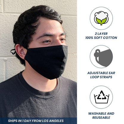 Custom Cotton Face Mask Cloth Masks Pack for Mouth Nose Washable Reusable Double Layer Adjustable Ear Unisex-1 Piece-