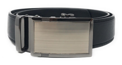Leather Mens Ratchet Belt Sliding Adjustable Automatic Buckle Cut to Size-Black Diamond-