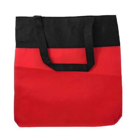 Large Reusable Grocery Shopping Totes Bags with Zipper Travel Sports Gym 16x15-Red/Black-
