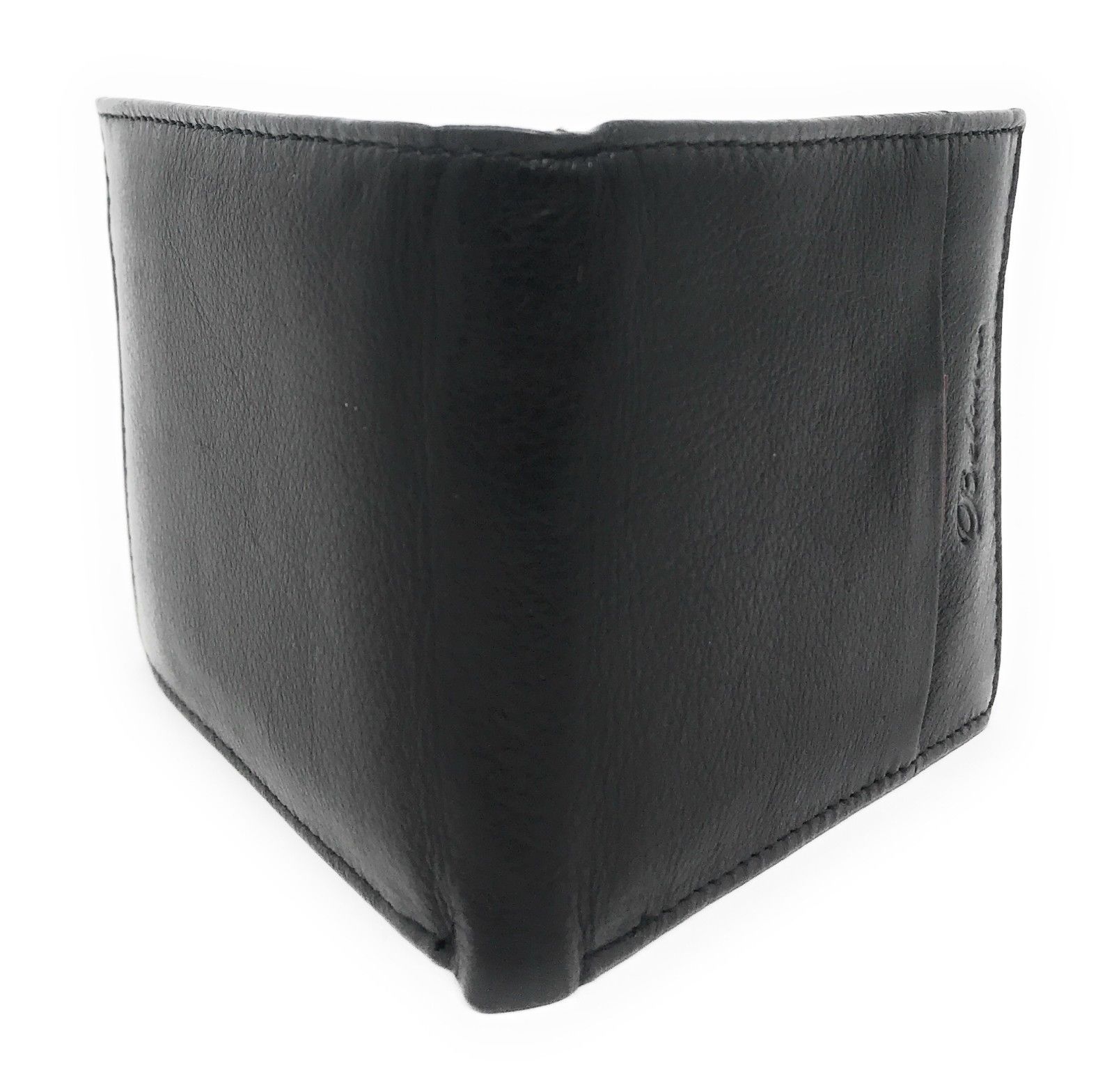 Belano RFID Blocking Real Leather Bifold Wallets for Cards ID with Box Men Women-Black - White Styled Trim-