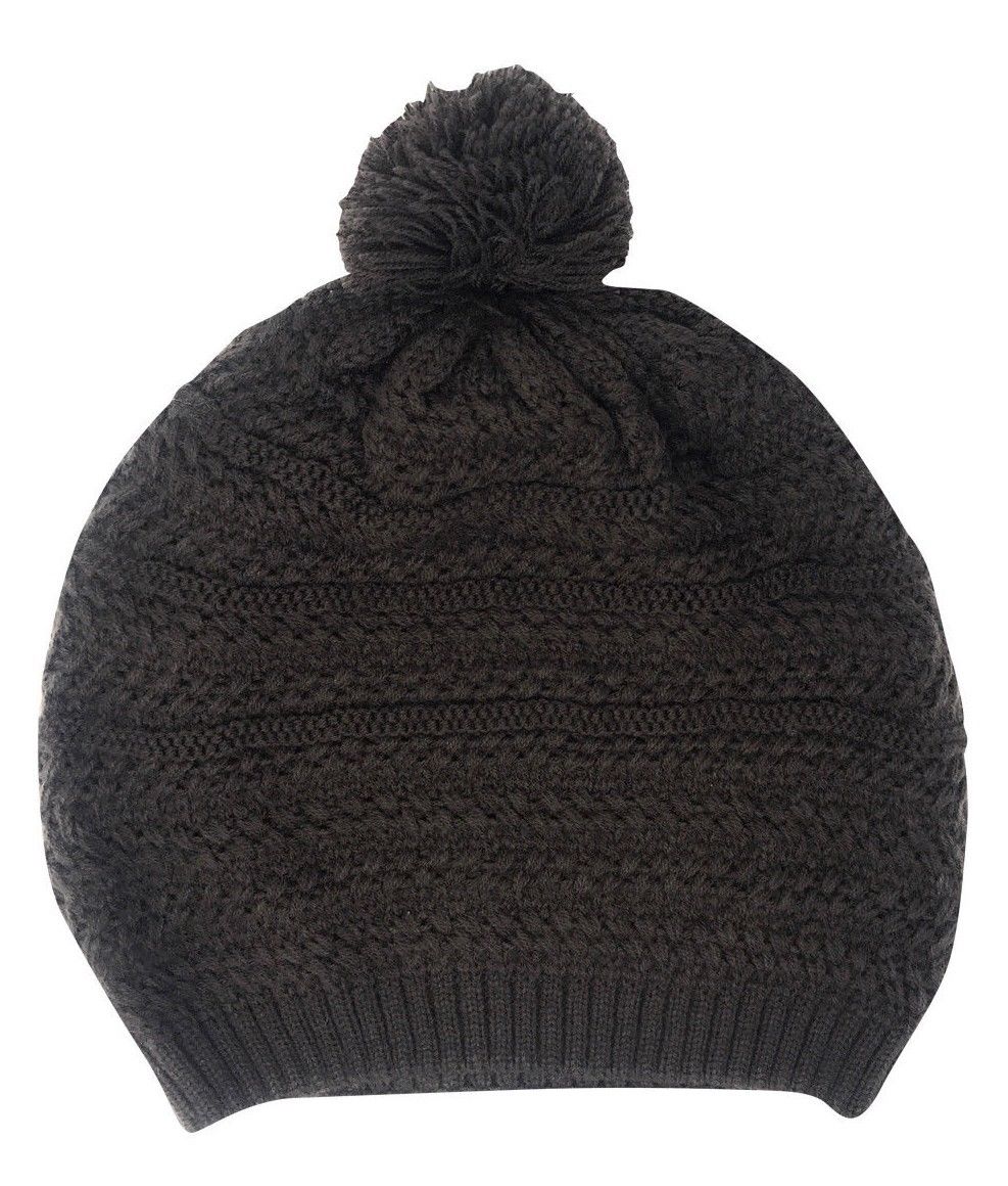Casaba Warm Beanies French Beret Braided Knit with Pom Hats Caps for Women-Black-