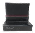 Belano RFID Blocking Real Leather Bifold Wallets for Cards ID with Box Men Women-Black - Red Trim-