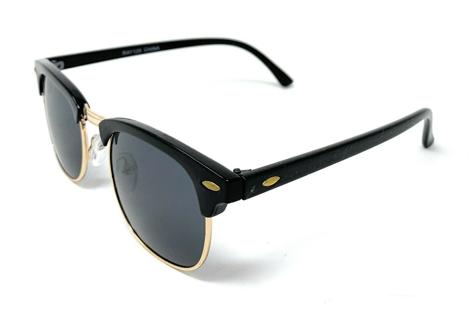 Classic Club Sunglasses Black Lens Black Gold Tortoise Mens Womens UV Protection-Black/Silver (RAY 125)-