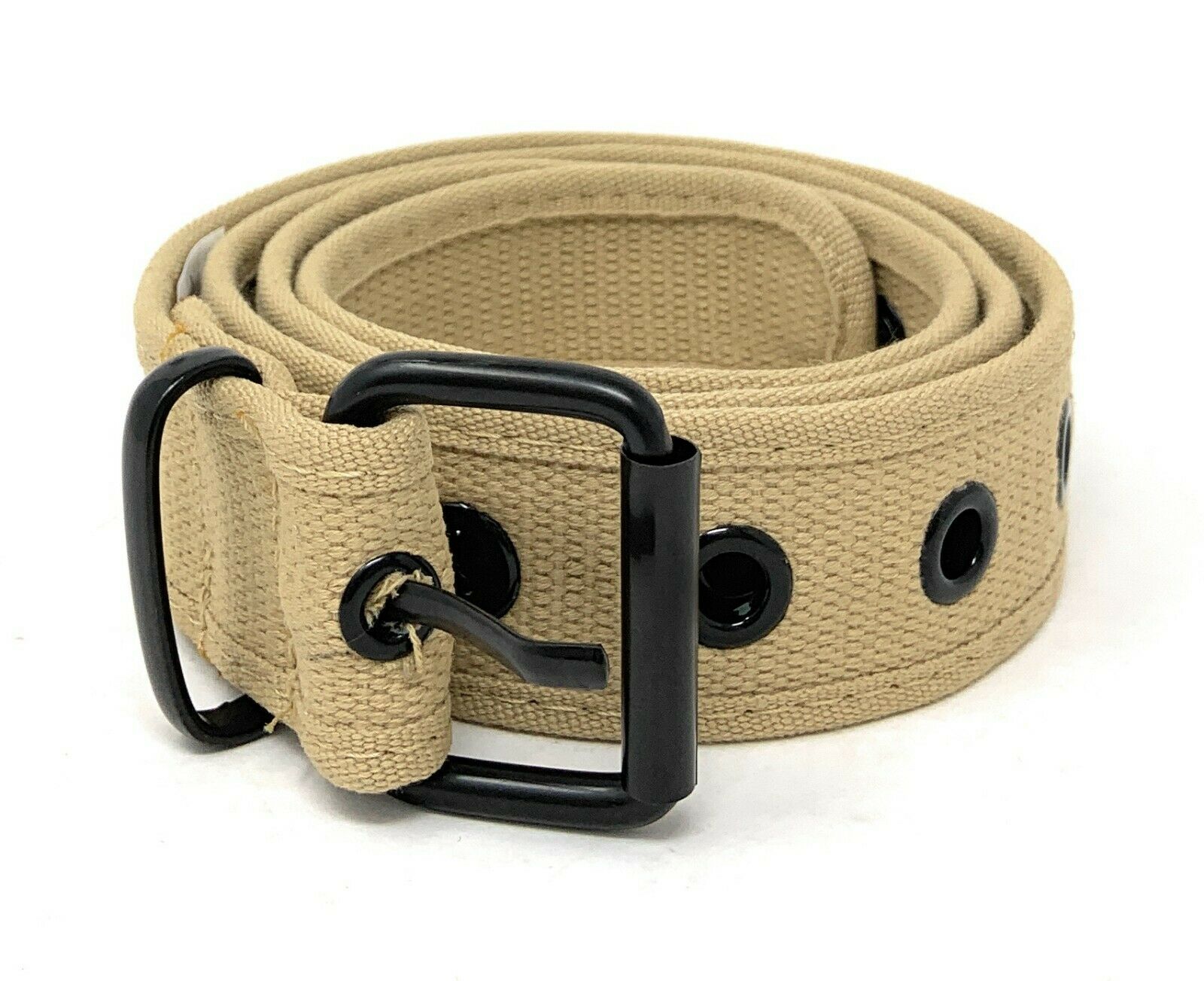 Casaba Canvas Belts Stylish 1 Hole Grommet Fabric Military Mens Women Unisex-Black-Small (30"- 32")-
