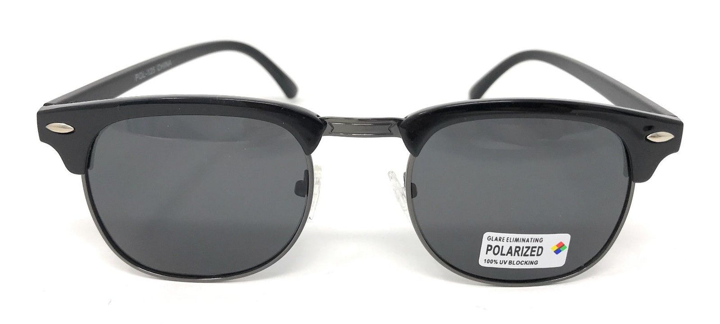 Classic Polarized Sunglasses Club Aviator Bamboo Sports Mirror Men's Women's-Black (lens) Black (frame)-