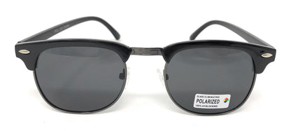 Classic Polarized Sunglasses Club Aviator Bamboo Sports Mirror Men's Women's-Black (lens) Black (frame)-
