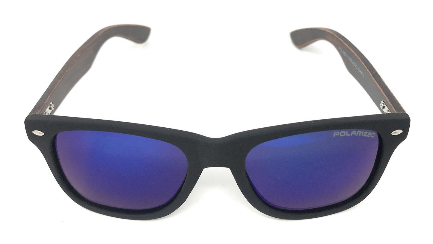 Polarized Sunglasses Classic Way Bamboo Mirror Mens Womens Teens-Black (lens) Black (frame)-