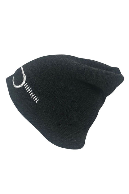 Casaba Warm Winter Beanies Glasses Embroidery Toboggans Caps Hats for Men Women-Black-