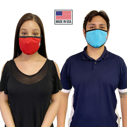 Made in USA Face Masks Mouth Nose Washable Reusable Double Layer Mask Cotton Cloth Blend-Black-
