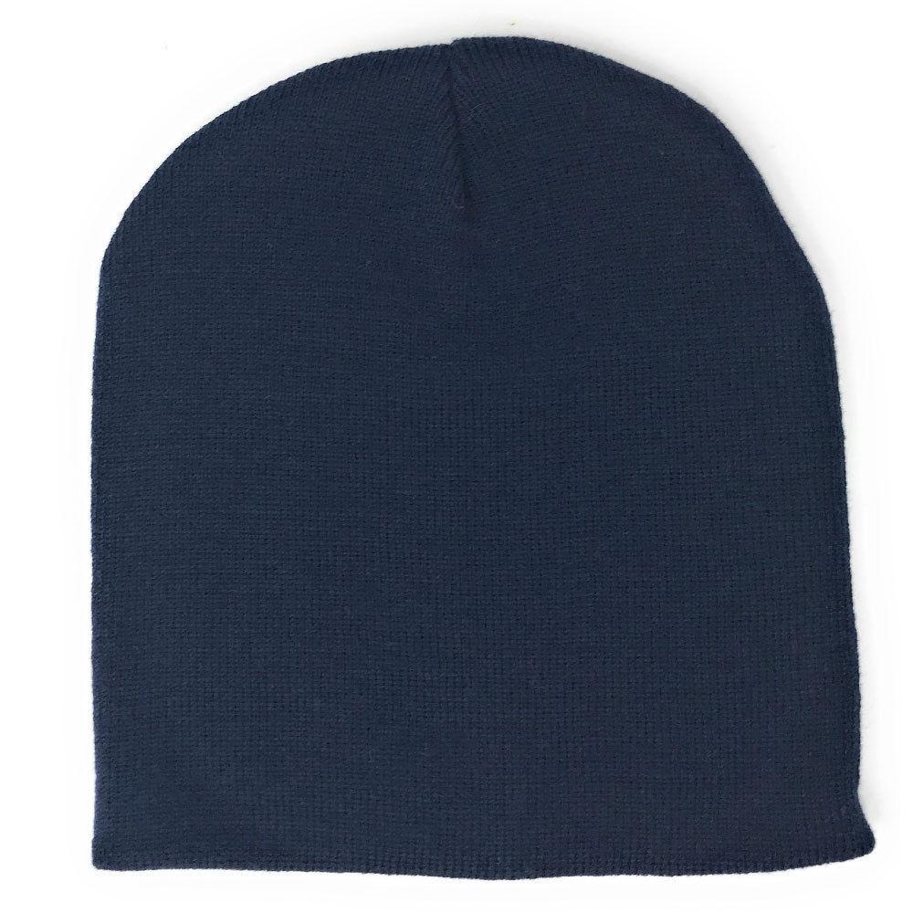 Warm Winter Hat Beanies Long Cuffed Short Uncuffed Solid Colors Camouflage Camo-Black- Uncuffed-