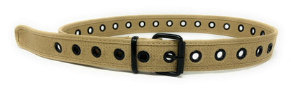Casaba Canvas Belts Stylish 1 Hole Grommet Fabric Military Mens Women Unisex-Black-Small (30"- 32")-