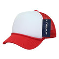 Decky Solid Two Tone 5 Panel Kids Foam Trucker Hats Caps Unisex-Red/White-