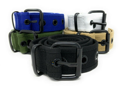 Casaba Canvas Belts Stylish 1 Hole Grommet Fabric Military Mens Women Unisex-Black-Small (30"- 32")-