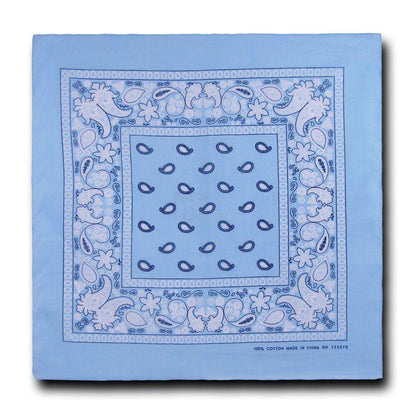 1 Dozen Pack Printed Bandanas 100% Cotton Cloth Scarf Wrap Face Mask Cover-Sky-
